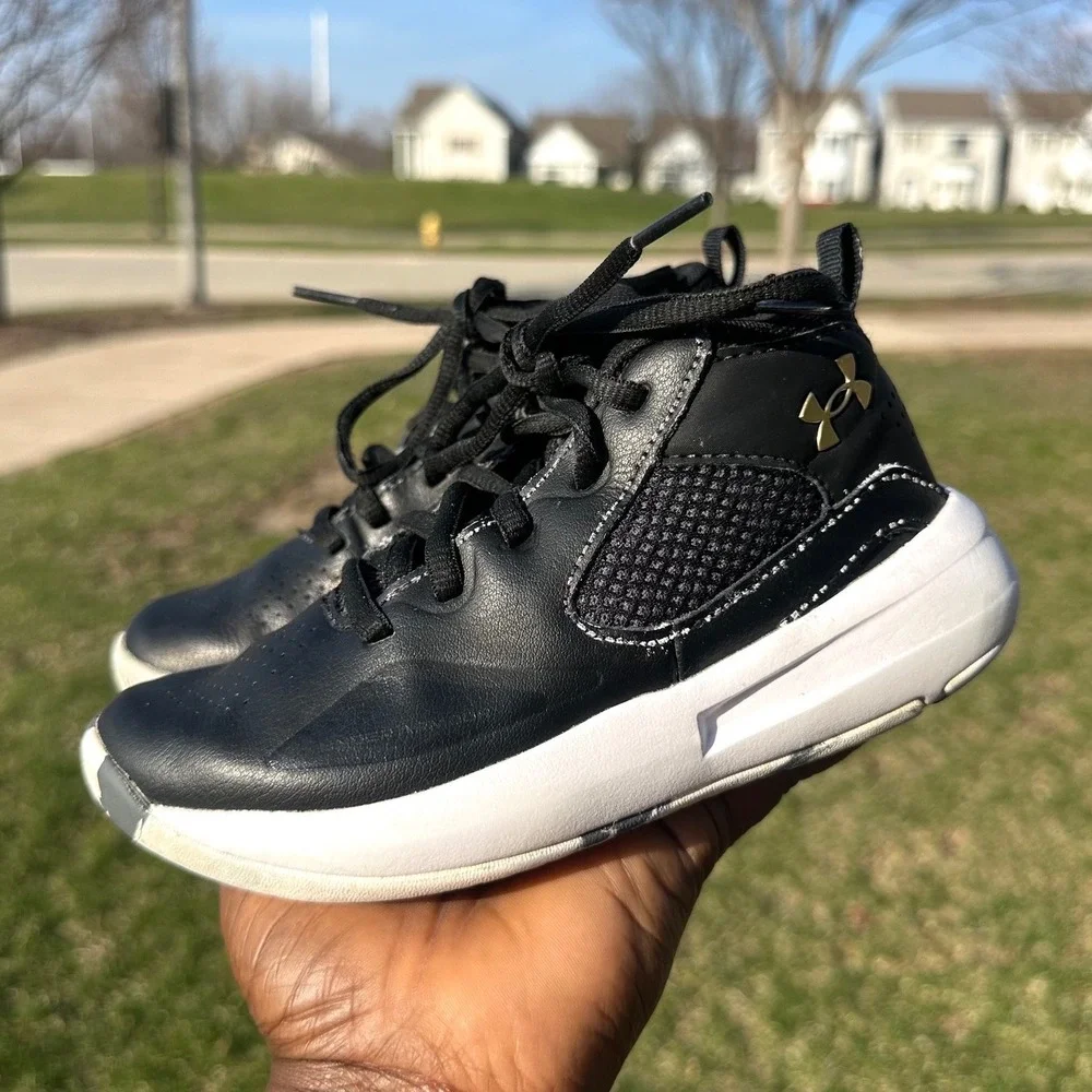 Under Armour Lockdown‎ 5 Faux Leather Basketball Shoes Toddler Boy Size 12 Black